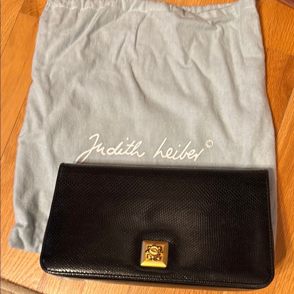 Judith Leiber Black Clutch with Gold Accent